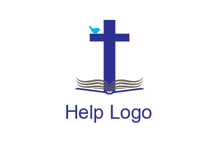cross with abstract book and bird logo