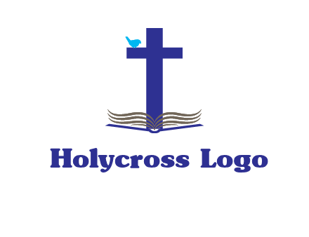 cross with abstract book and bird logo