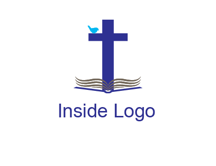 cross with abstract book and bird logo