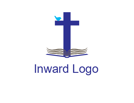 cross with abstract book and bird logo