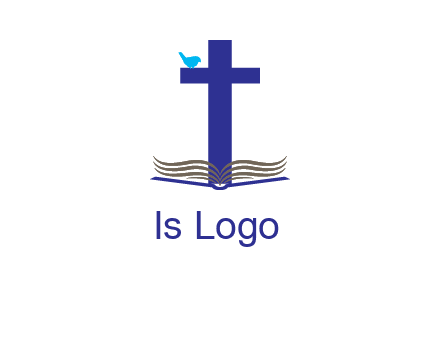 cross with abstract book and bird logo