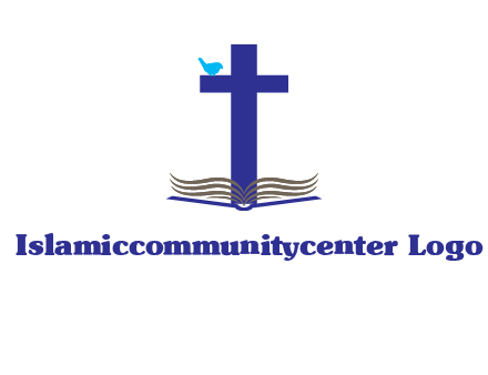 cross with abstract book and bird logo