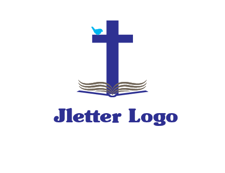cross with abstract book and bird logo