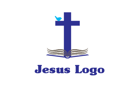 cross with abstract book and bird logo