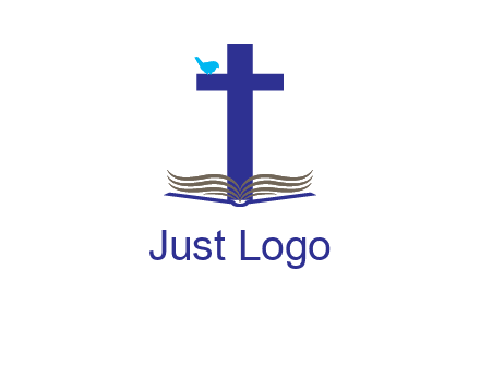 cross with abstract book and bird logo