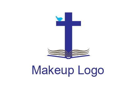 cross with abstract book and bird logo