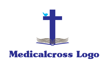 cross with abstract book and bird logo