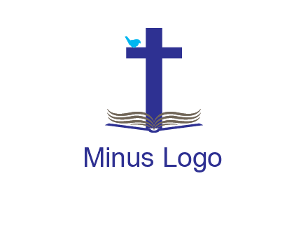 cross with abstract book and bird logo