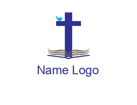 cross with abstract book and bird logo