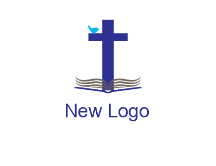 cross with abstract book and bird logo