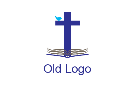 cross with abstract book and bird logo