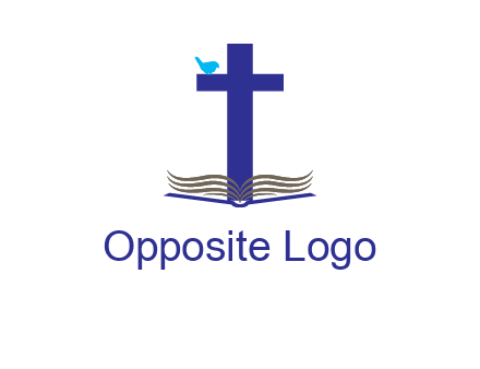 cross with abstract book and bird logo