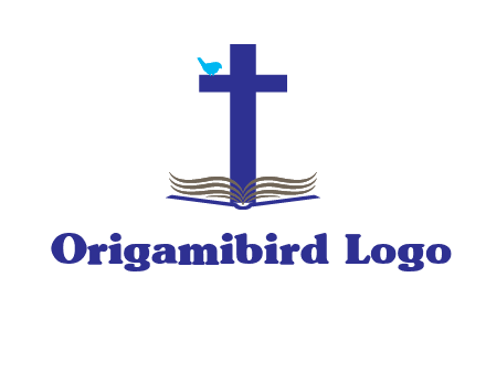 cross with abstract book and bird logo