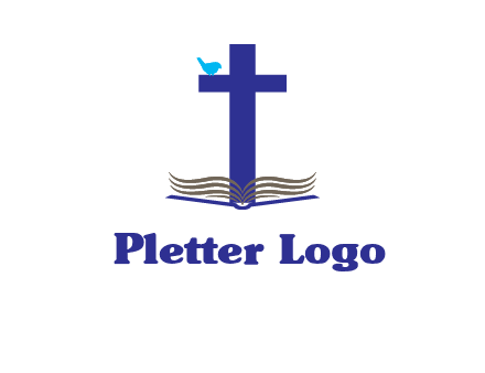 cross with abstract book and bird logo