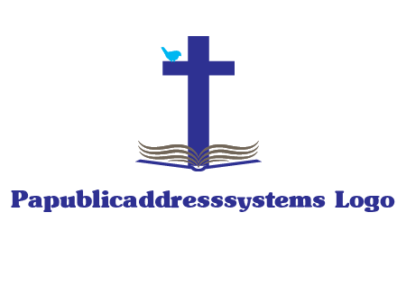 cross with abstract book and bird logo
