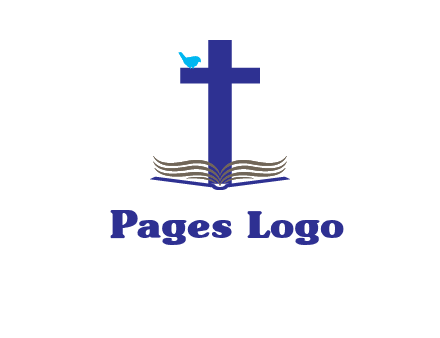 cross with abstract book and bird logo