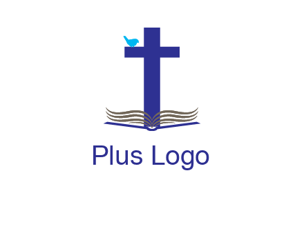 cross with abstract book and bird logo