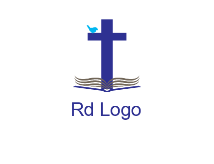 cross with abstract book and bird logo