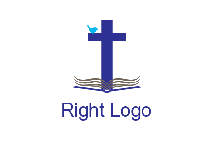 cross with abstract book and bird logo