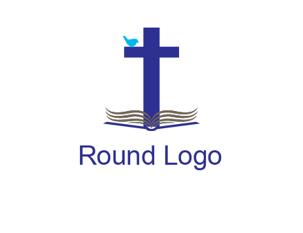 cross with abstract book and bird logo