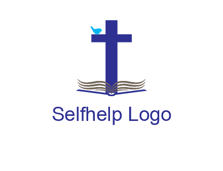 cross with abstract book and bird logo