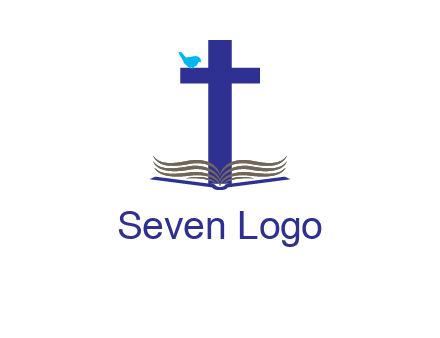 cross with abstract book and bird logo