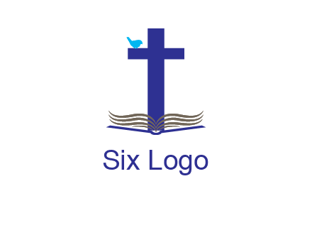 cross with abstract book and bird logo