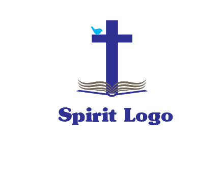 cross with abstract book and bird logo