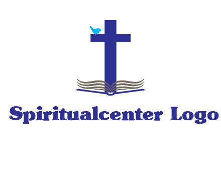 cross with abstract book and bird logo