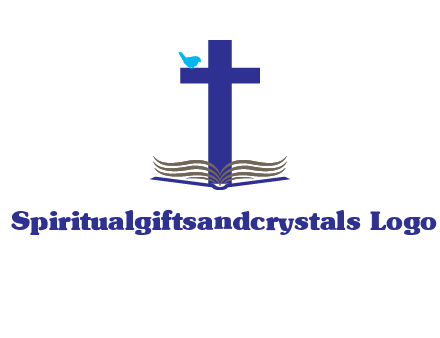 cross with abstract book and bird logo