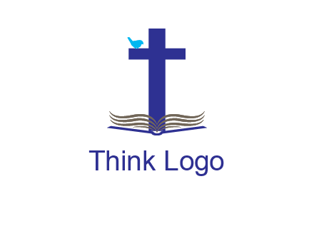 cross with abstract book and bird logo