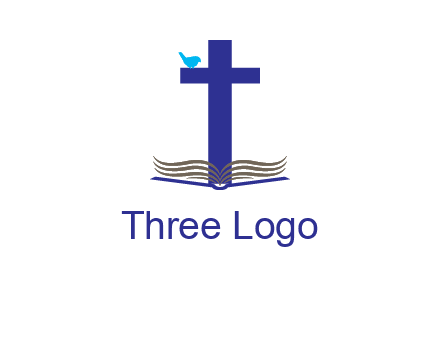 cross with abstract book and bird logo