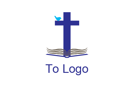 cross with abstract book and bird logo