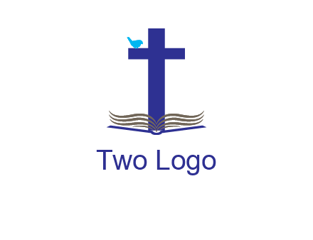 cross with abstract book and bird logo