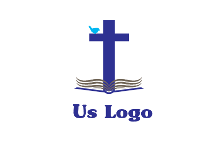 cross with abstract book and bird logo