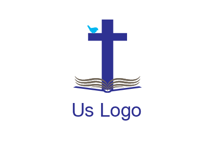 cross with abstract book and bird logo