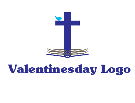 cross with abstract book and bird logo