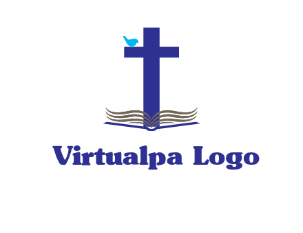 cross with abstract book and bird logo