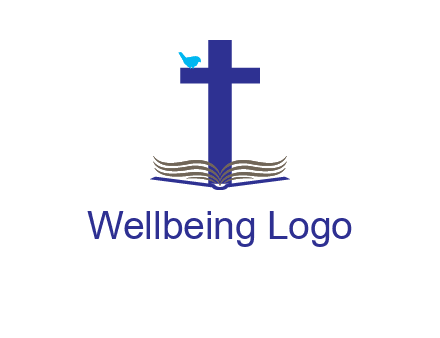 cross with abstract book and bird logo