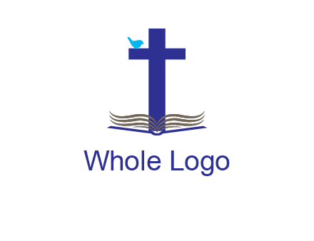cross with abstract book and bird logo