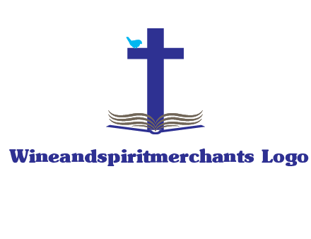 cross with abstract book and bird logo