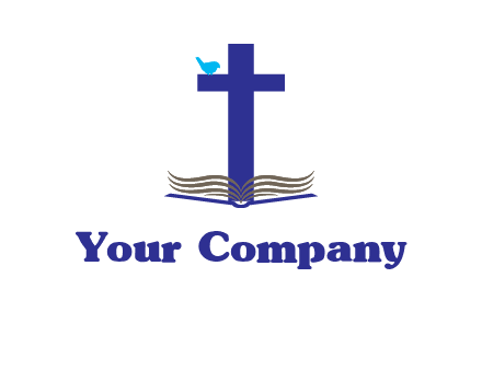 cross with abstract book and bird logo