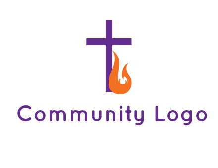 cross with abstract fire icon