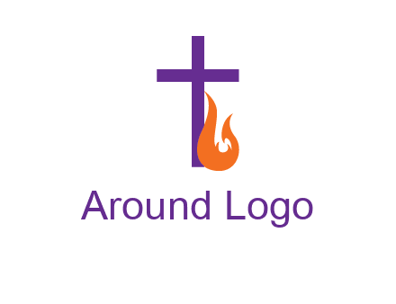 cross with abstract fire icon