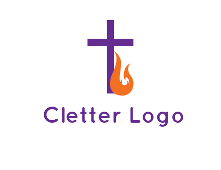 cross with abstract fire icon