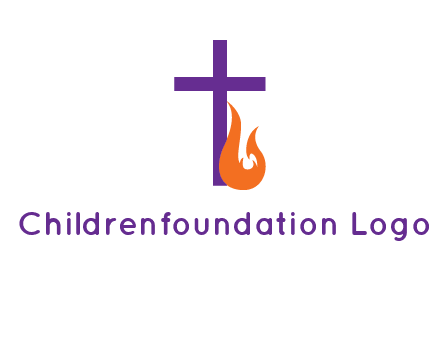 cross with abstract fire icon