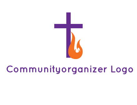 cross with abstract fire icon