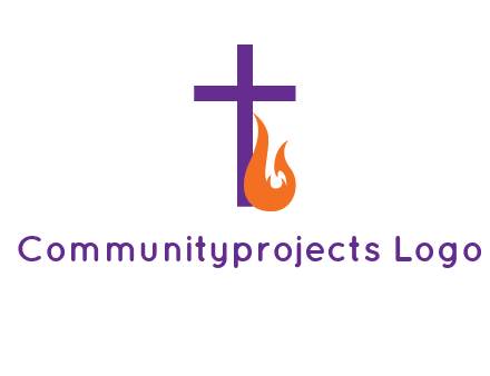 cross with abstract fire icon