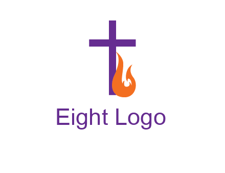 cross with abstract fire icon