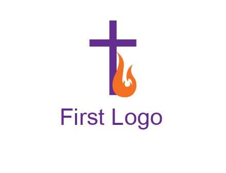 cross with abstract fire icon
